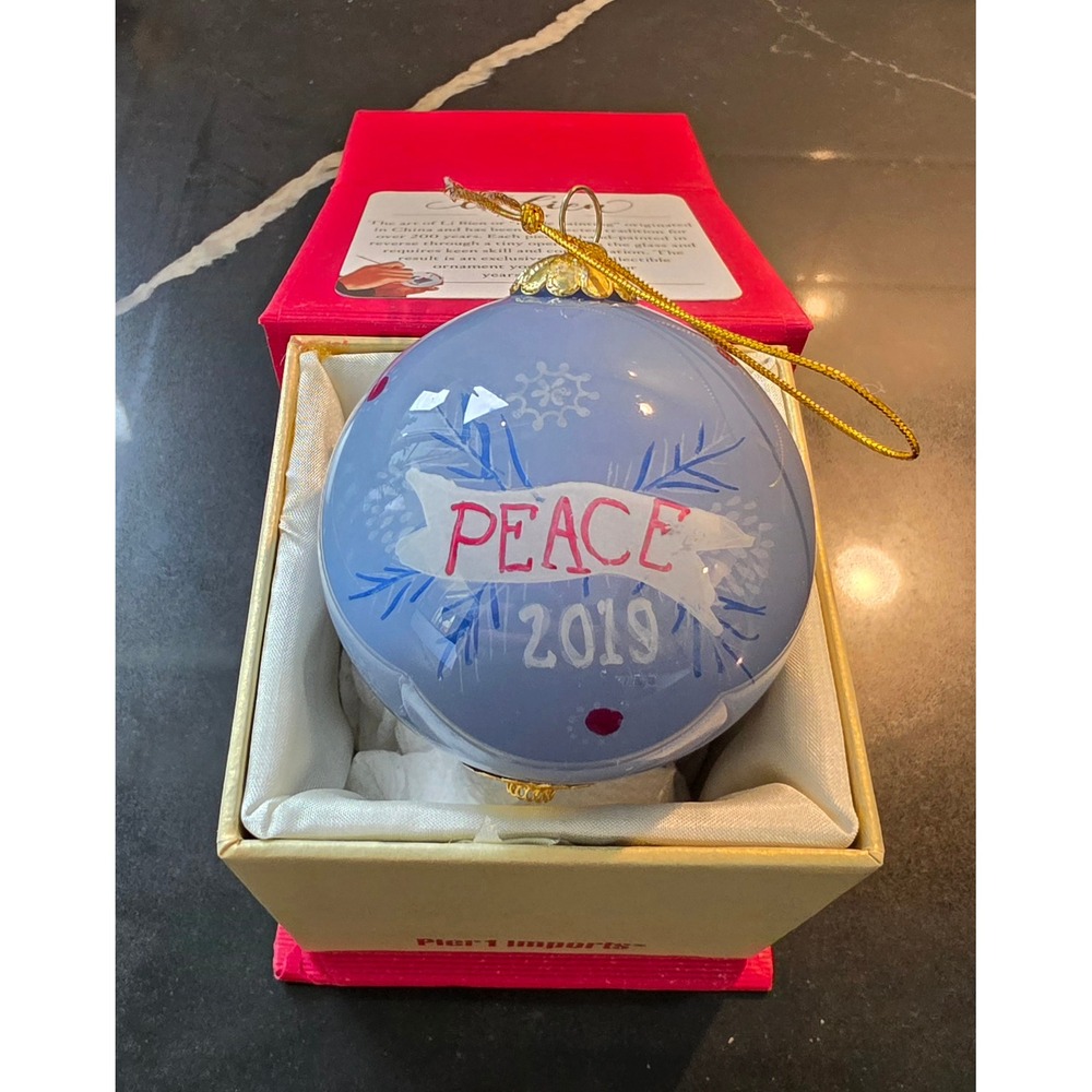 Pier 1 Li Bien 2019 Peace Dove Hand Painted Glass Christmas Ornament Boxed